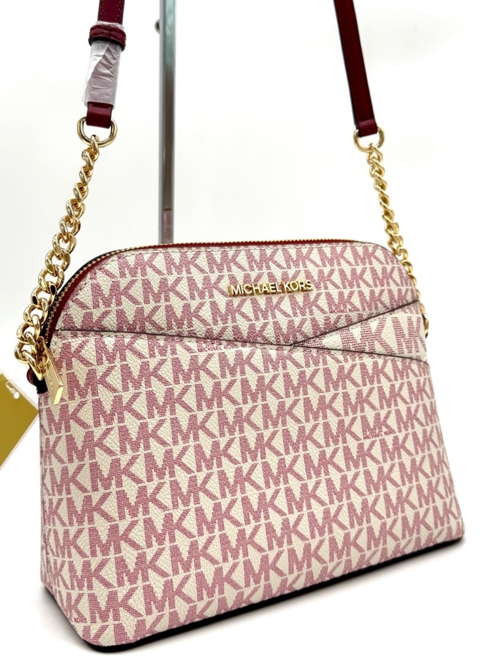 Michael Kors Medium Dome Jet Set Travel Xbody Bag Cherry Multi